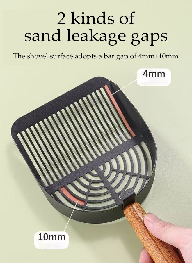 Stainless steel Cat Litter Scoop,Mesh Scooper with Wooden Handle and End Hole,Rust-Resistant Litter Shovel for Cats - Image 3